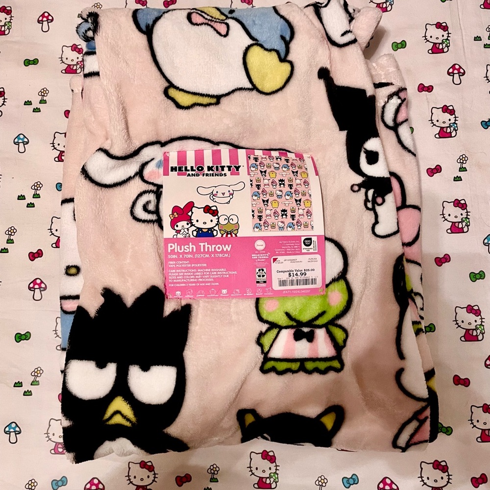 Hello Kitty and Friends Pink Plush Blanket